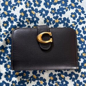 Coach Black Wallet with Gold Clasp